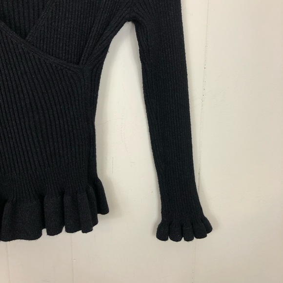 ASOS Wild Flower Ribbed Sparkle V-Neck Sweater Sz S - Picture 6 of 11